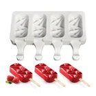 Аксессуары для мороженого, силиконовые формочки для мороженого, 4 ячейки, безопасные формы для приготовления домашнего мороженого, домашние кухонные инструменты для самостоятельной сборки морозильника