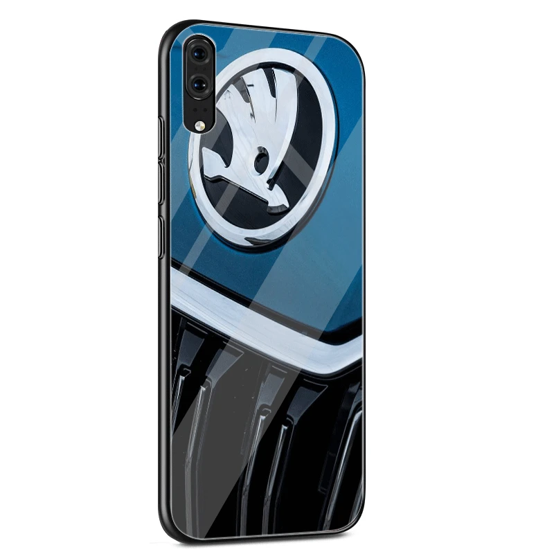 G10 Стеклянный чехол для телефона huawei P30 P10 P20 7A Y6 Y9 P Smart mate 20 Honor 9 10 8X Lite Pro Чехол Skoda с логотипом автомобиля - Цвет: G10