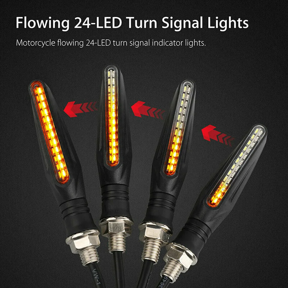 

Black Signal Light 4pcs Universal 4pc 24LED Motorcycle Sequential Tail