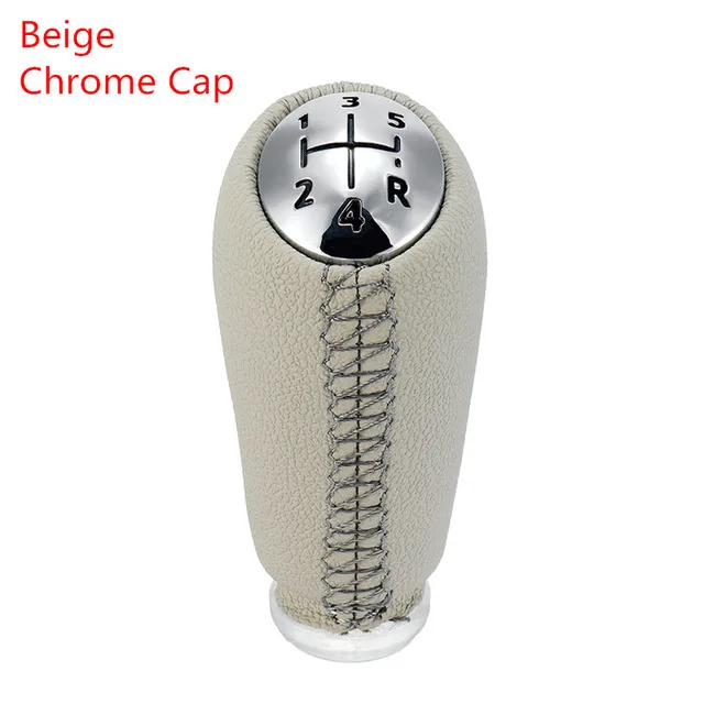 Кожаная MT ручка переключения передач для Renault Scenic II MK2 Megane 2 MK Clio 3 III MK3 Kangoo ручка переключения передач шаровая ручка черный серый бежевый - Название цвета: Beige Chrome
