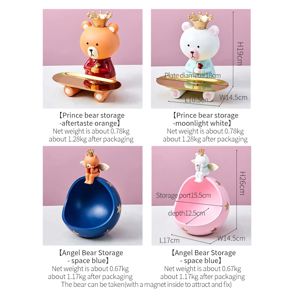 

Modern Bear Storage Ornaments Snack Candy Cosmetic Storage Box Desktop Organize Home Decor Living Room Crafts Tray Household