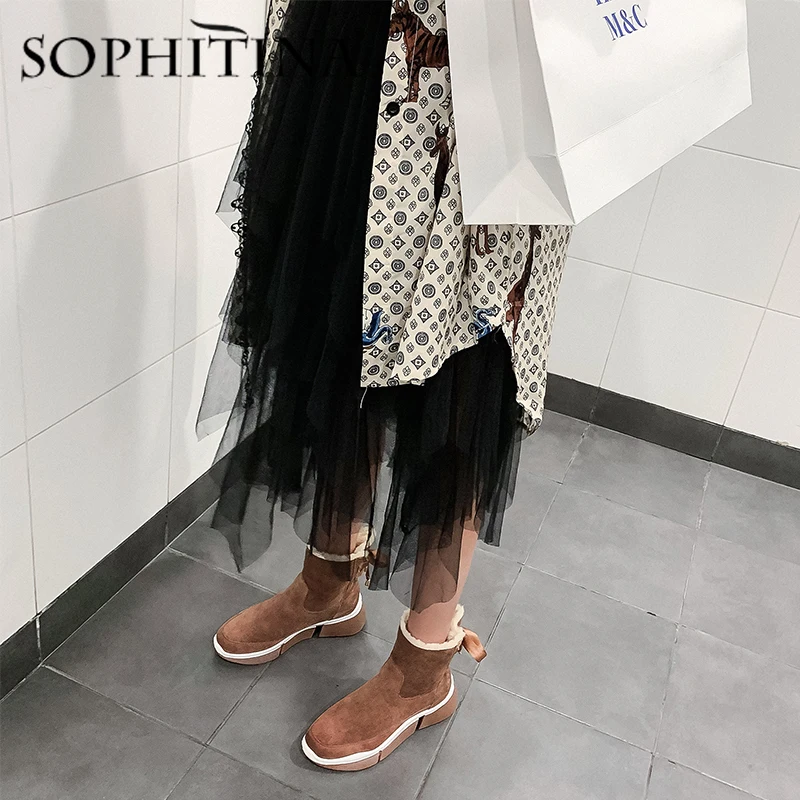 SOPHITINA/зимние теплые ботинки Высококачественная удобная обувь из коровьей замши с