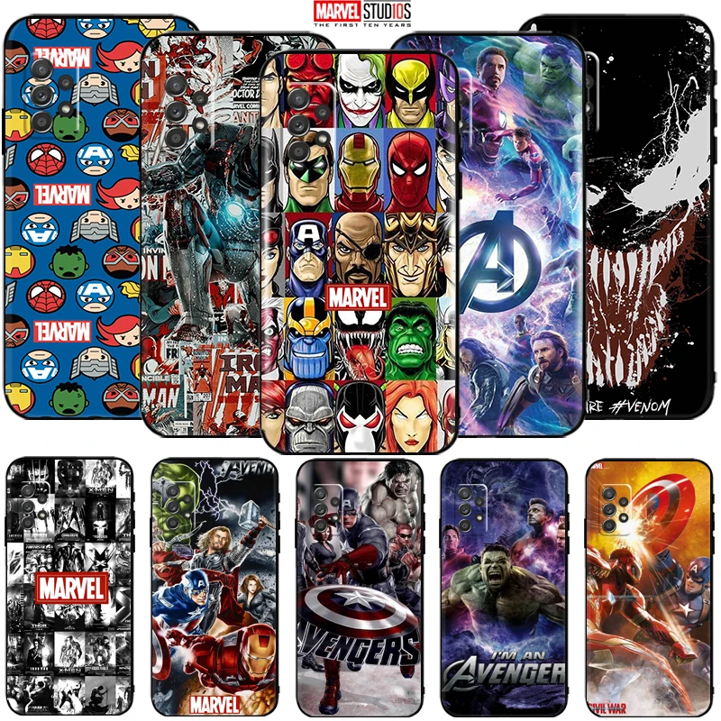

Marvel Avengers Phone Case For Samsung Galaxy A72 5G 4G Soft Coque Cover Hulk Captain America Iron Man Spider Man Deadpool