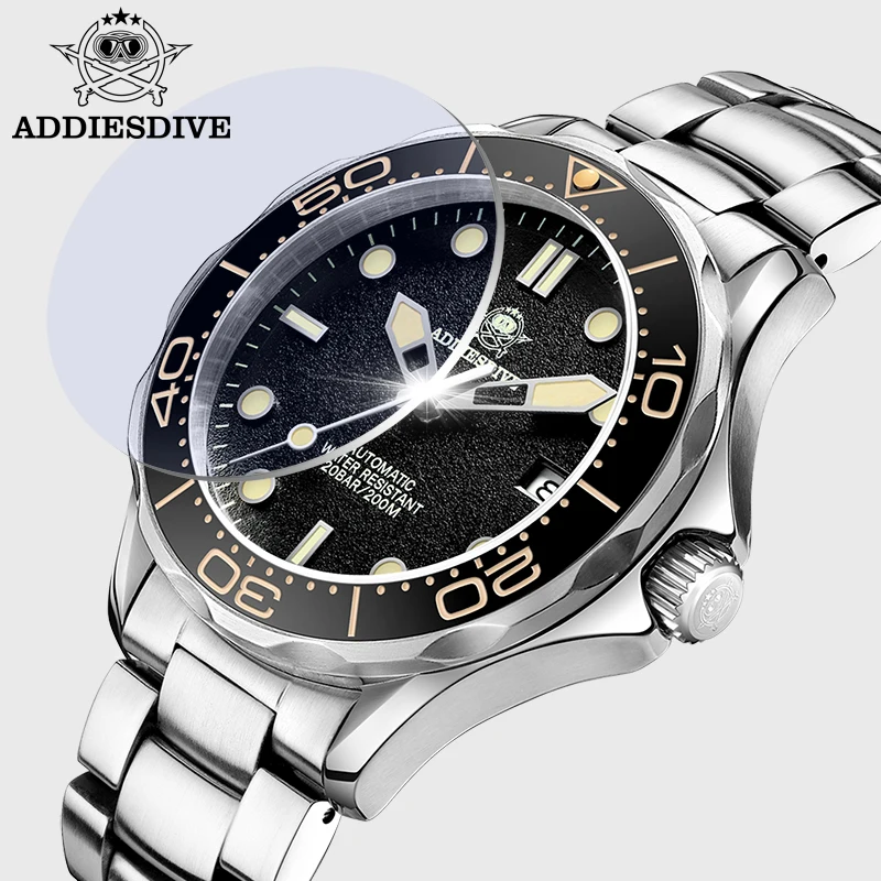 Мужские автоматические часы Addies AD2106 Seahorse NH35 Move мужские Ретро C3 светящийся сапфир