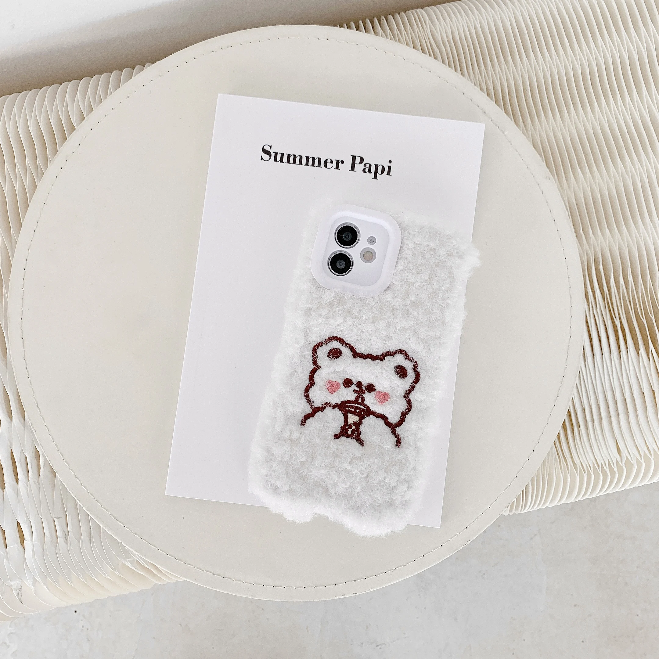 

Plush-drinking milk tea bear is suitable for iphone 12 pro case 7/8 plus x xs Max xr/11/mini protective cover