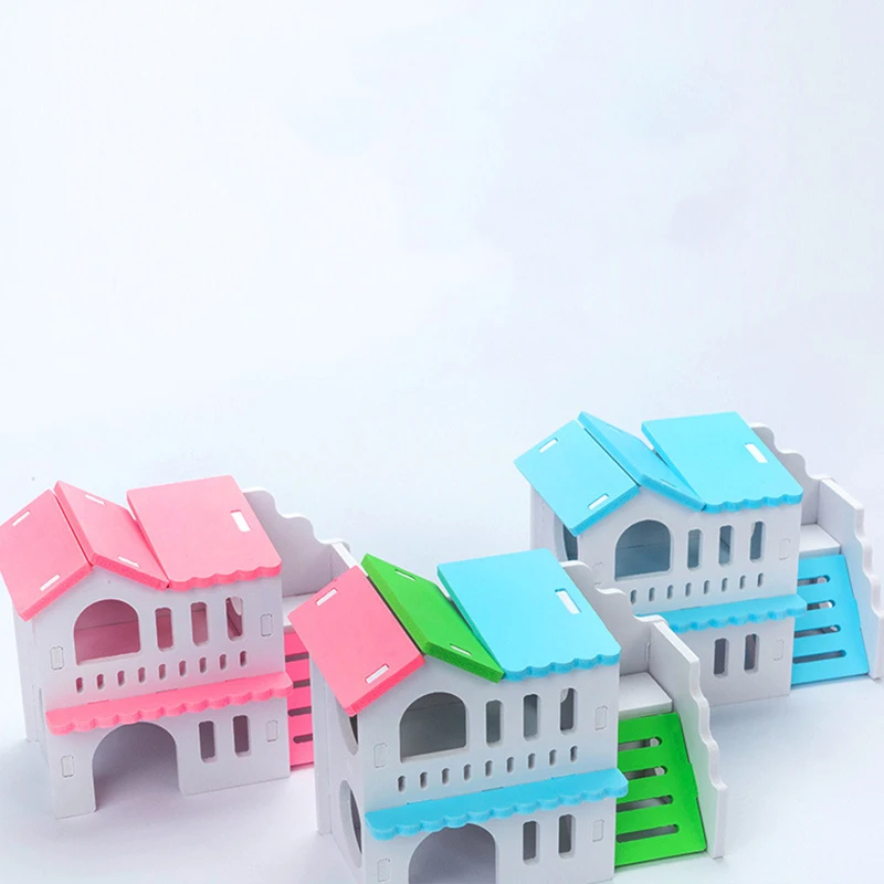 2 layer hamster villa plastic luxury cage small pet house toy hideout hut toy hamster playhouse with ladder free global shipping
