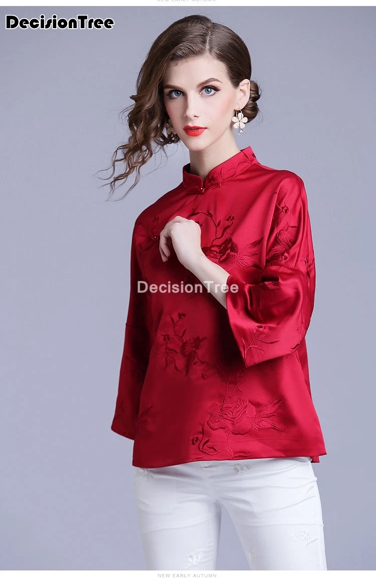 2021 китайские традиционные куртки рубашки вышивка cheongsam стиль топ блузка Ретро