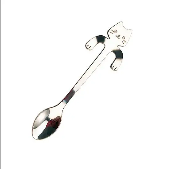 1 шт. Нержавеющая сталь Кофе & Чай Ложка Мини кошка длинная ручка Творческая