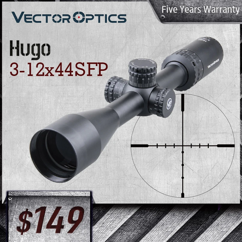 

Vector Optics Hugo 3-12x44SFP Riflescope 1 Inch Tube With Zero Reset&Turret Lock 1/4 MOA Adjust Rifle Sight For Big Game Hunting