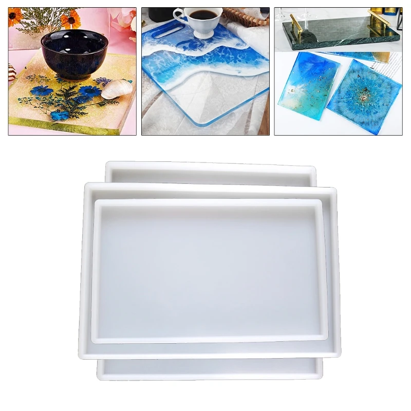 

Crystal Epoxy Resin Mold Fruit Snack Tray Coaster Serving Board Silicone Mould