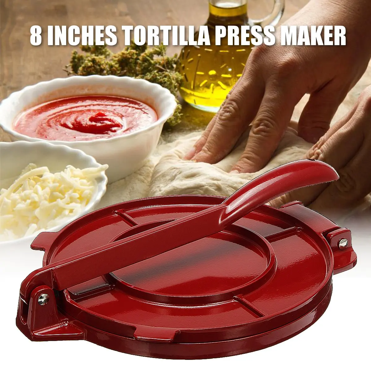 Алюминий 8 дюймов Tortilla пресс машина Складная мука Кукуруза выпечки инструмент DIY