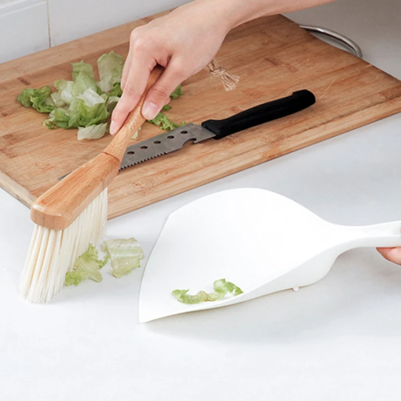 Desktop Cleaning Set Mini Bamboo Broom Dustpan Combination Brush Small Dust Shovel Household Appliances | Дом и сад