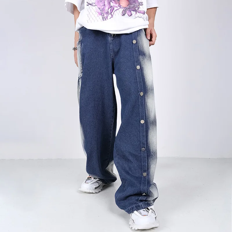 

Джинсы Eukaaru мужские с широкими штанинами, уличная одежда, прямые мешковатые джинсы в стиле хип-хоп, бриджи