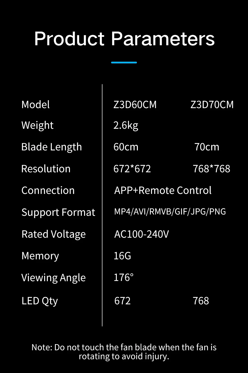 ZIoT HD Z3D60/70 60/68cm Wifi 3D Holographic Projector Hologram Player LED Display Fan Advertising Light
