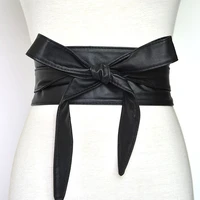 women lace up belt soft bowknot belts ladies dress decorative ribbon tie bow belt solid color all match wide corsets cummerbunds