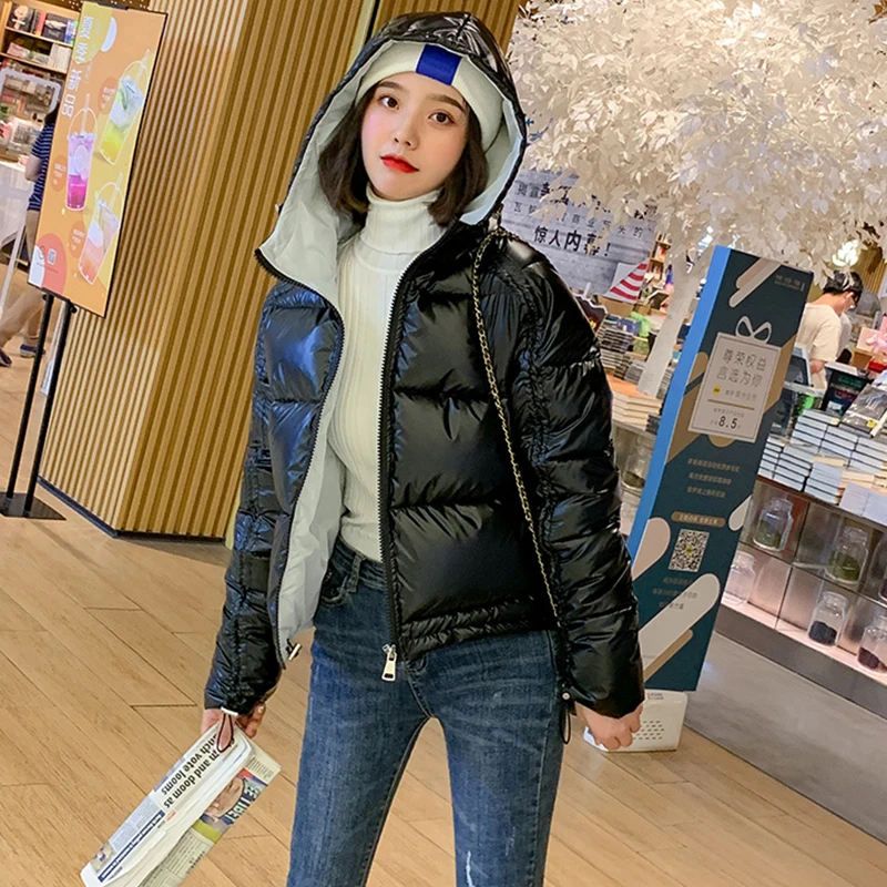 Новая зимняя Глянцевая парка женское водонепроницаемое пальто куртка с