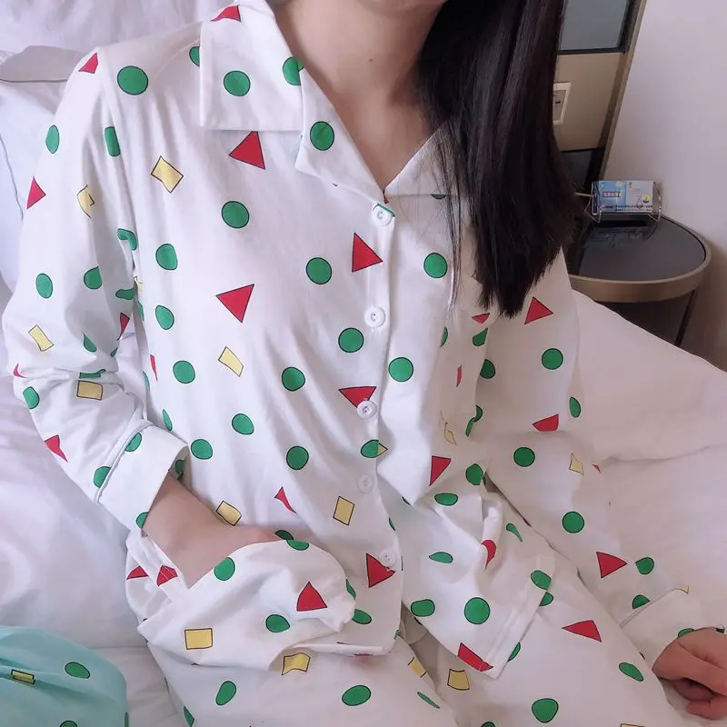 Long Sleeve Sleepwear Female Cartoon Spring Autumn Sweet Lovely Nightwear Home Wear Women's Pajamas Set Sleeping Wear Plus Size