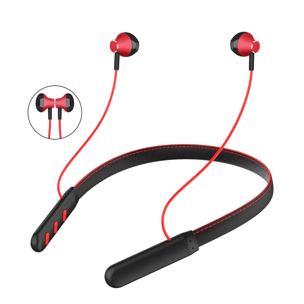 Беспроводные наушники Bluetooth V5.0, 6D, объемный звук, крючок/вкладыши, спортивные водонепроницаемые наушники, 250 мАч, гарнитура с микрофоном для всех телефонов - Цвет: Red