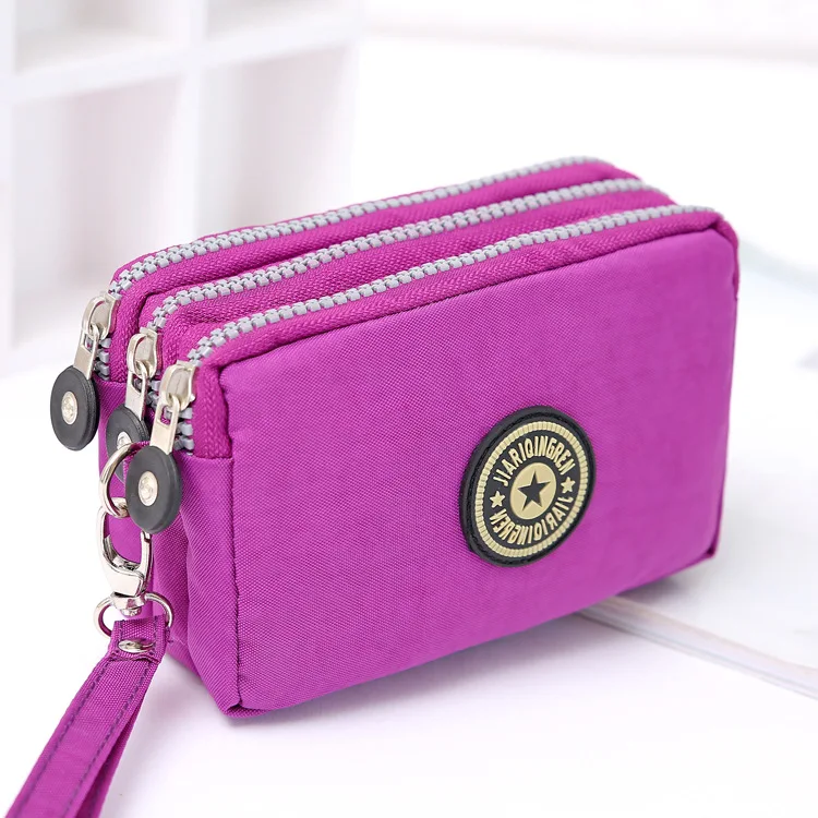 

Three Zippers Women Wallets Brand Clutch Coin Purse Cards Keys Money Bags Canvas Short Woman Girls Wallet Handbags Pouch