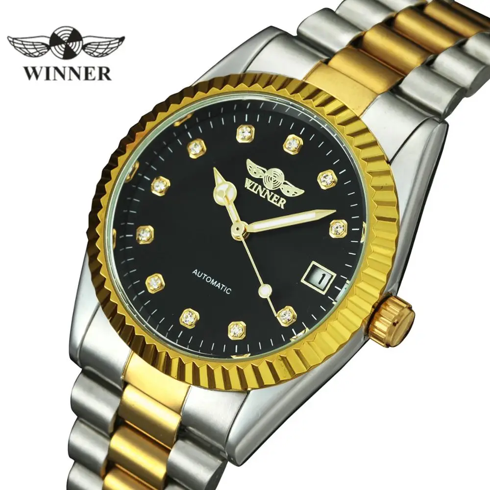 Часы наручные WINNER Мужские механические брендовые роскошные золотистые