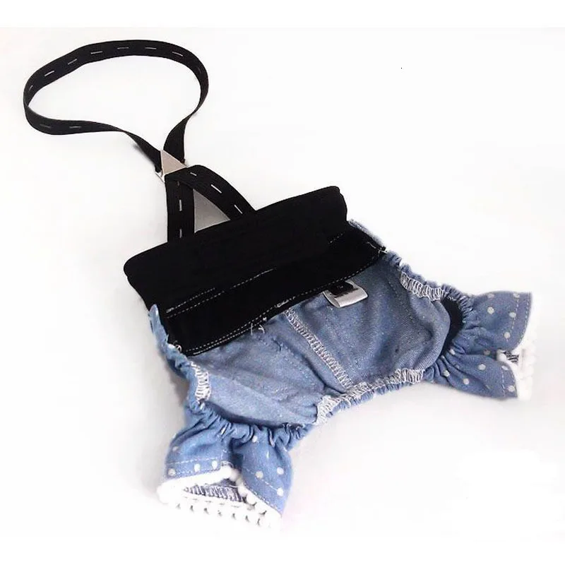 Весенне-летняя одежда для собак синие комбинезоны в горошек джинсы штаны