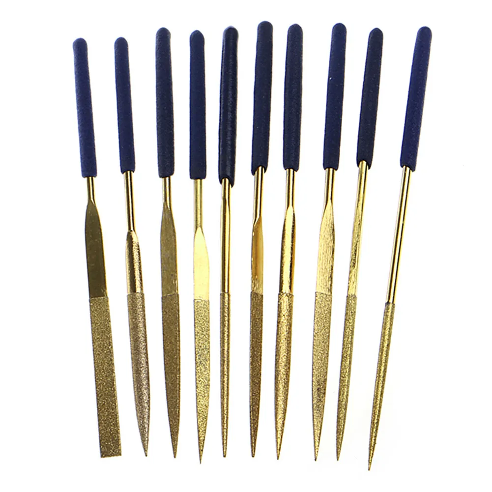 

0Pcs 3mm Shank Length 140mm Diamond Files Set Titanium Coated Needle Files For Metal Glass Stone Hand Tools