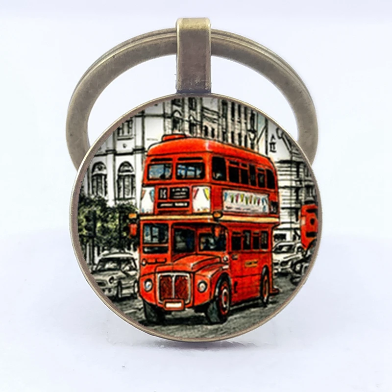 Винтажный брелок с лондонским автобусом бронзовый узором в виде автобуса