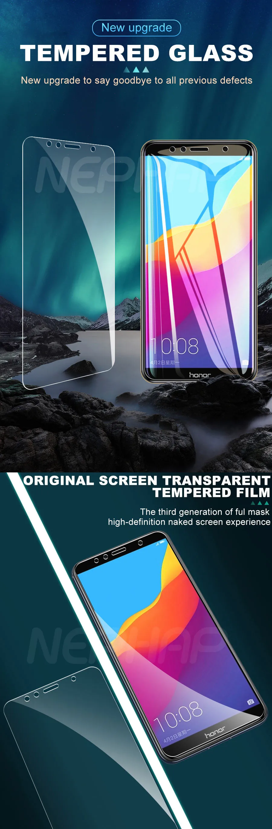 3Pcs Tempered Glass On The For Honor X10 9S 9A 9C 9X 8A 8C 8S 8X Screen Protector For Honor 7A 7C 7S 7X V30 V20 X10 20S 30S Film phone screen protectors