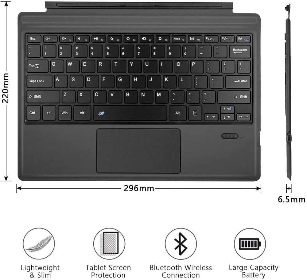 bluetooth keyboard for microsoft surface pro 3 4 5 6 7 go 2 wireless backlight touchpad keyboard tablet pc laptop gaming keyboar free global shipping