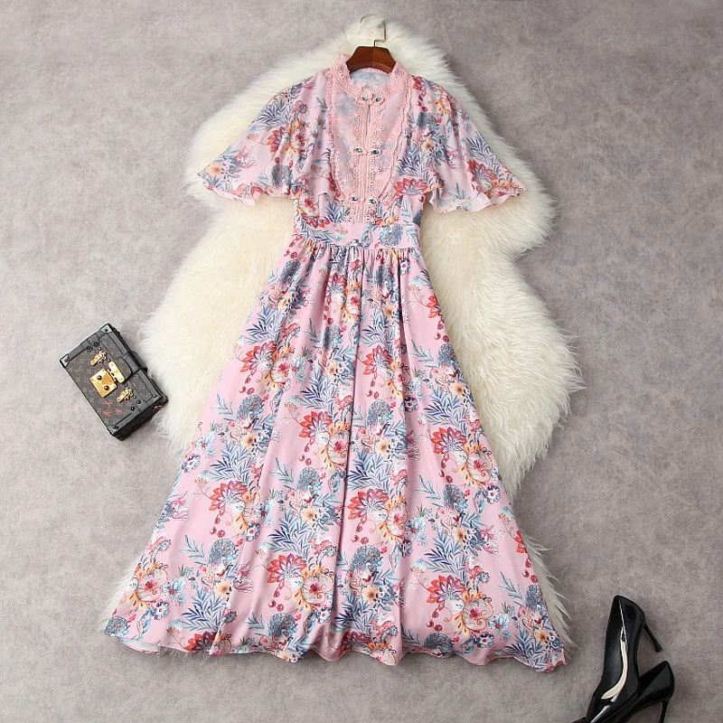 

Женское шифоновое платье на пуговицах, Элегантное Длинное праздвечерние чное платье в стиле ретро с принтом, лето 2021