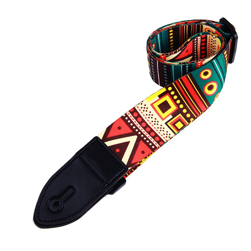 

Hot PU Leather Guitar Strap Adjustable Belt Lightning Flame Pattern for Bass Folk Acoustic Guitar MVI-ing