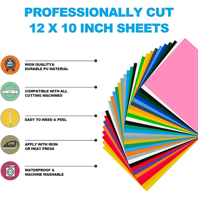 

Thermal Transfer Vinyl HTV Suit, DIY T-Shirt Vinyl Ironing,20 Colors Can Be Used for Hot Press,Silhouette Relief,Printer