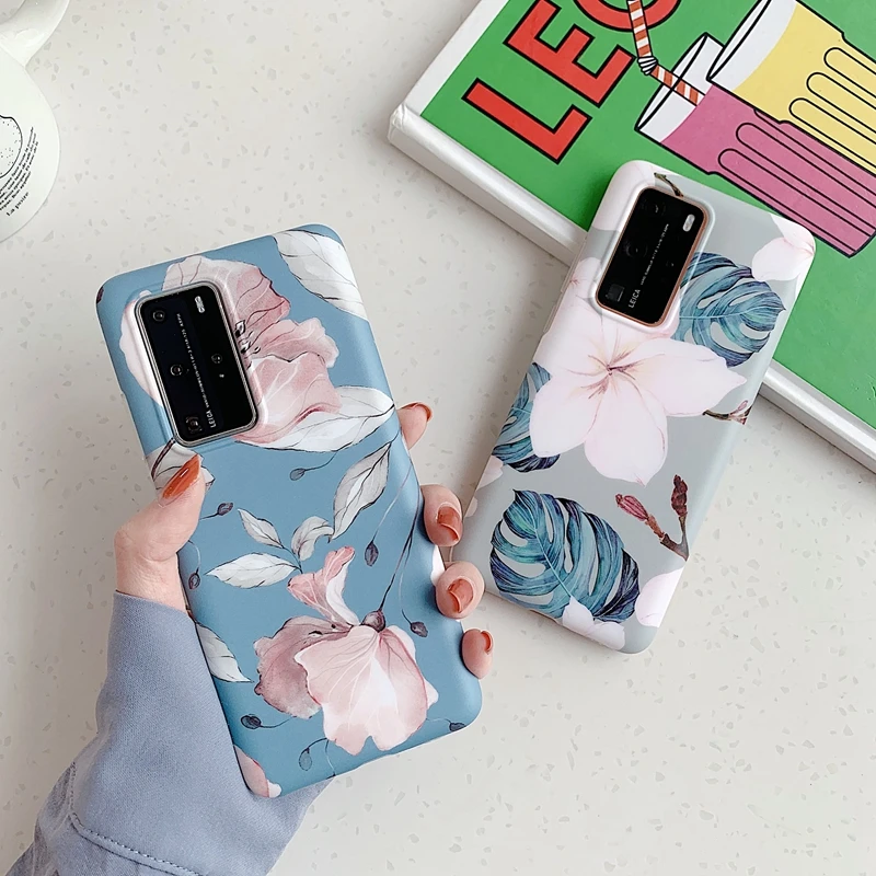 Чехол P40 Lite для Etui Huawei P30 Pro винтажный силиконовый чехол с зелеными листьями и