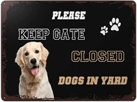 please keep gate closed dogs in yard reto vintage metal tin signs wall door sign safety warning sign for lawn garden yard sign