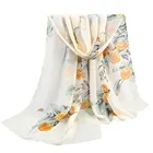 Шифоновый хиджаб с принтом 25 #, Женский парео, пляжный цветок, яркий осенний мусульманский женский шейный платок