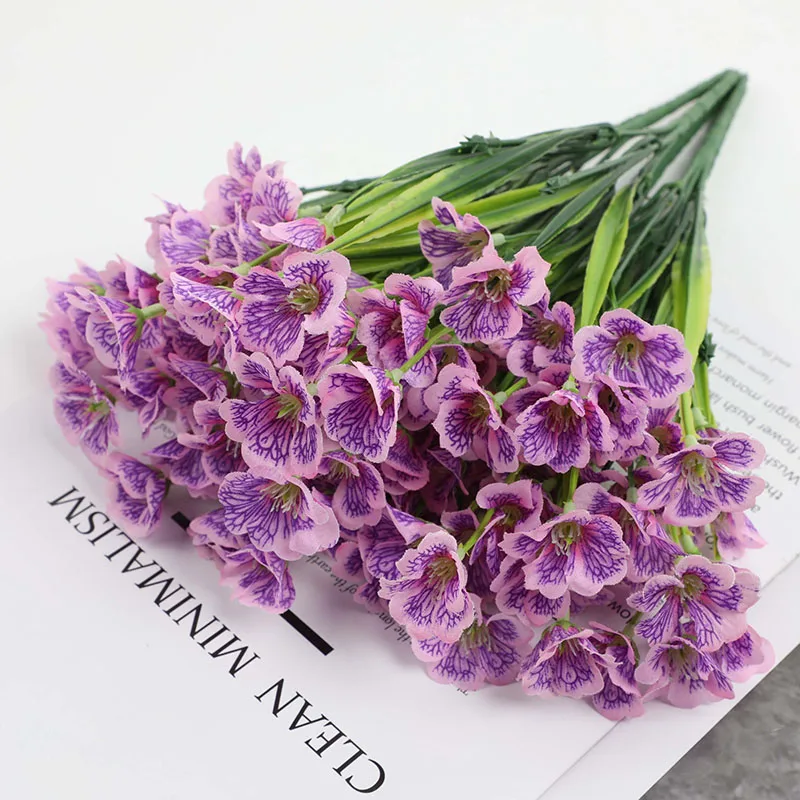 

5 Heads Spring Grass Flower Water Grass Violet Cloth Art Flower Imitation Flower Home Outdoor Wedding Decoration Fake Flower