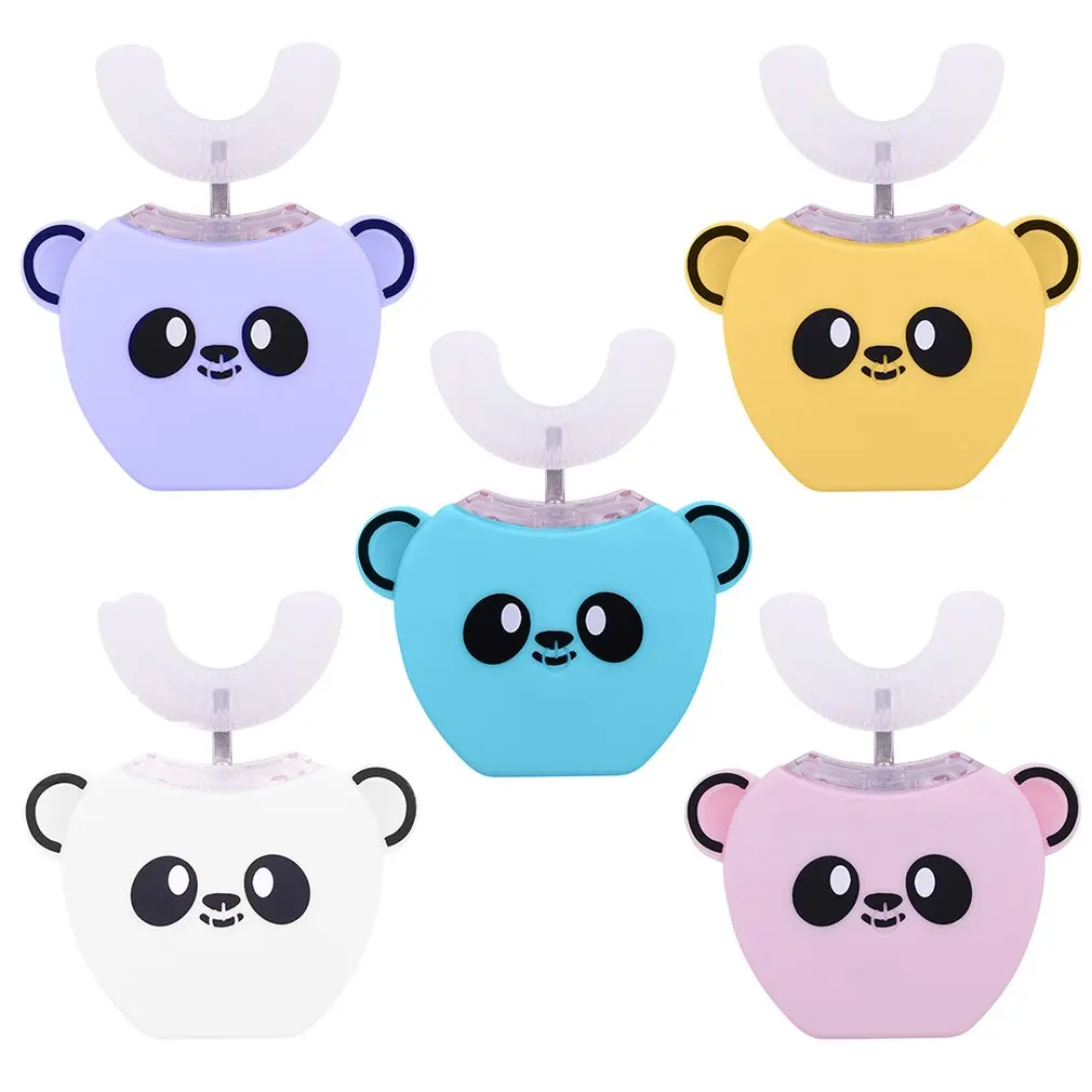 

Children Electric Toothbrush Rechargeable U-Shaped Silicone Cold Light Whitening Oral 360 Cleaning Teeth Tooth Brush Cartoon