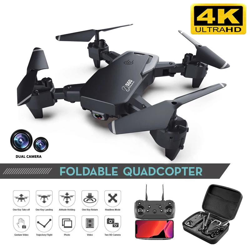 Дрон 4k HD с широкоугольной камерой 1080P Wi Fi fpv двойная камера Квадрокоптер функцией