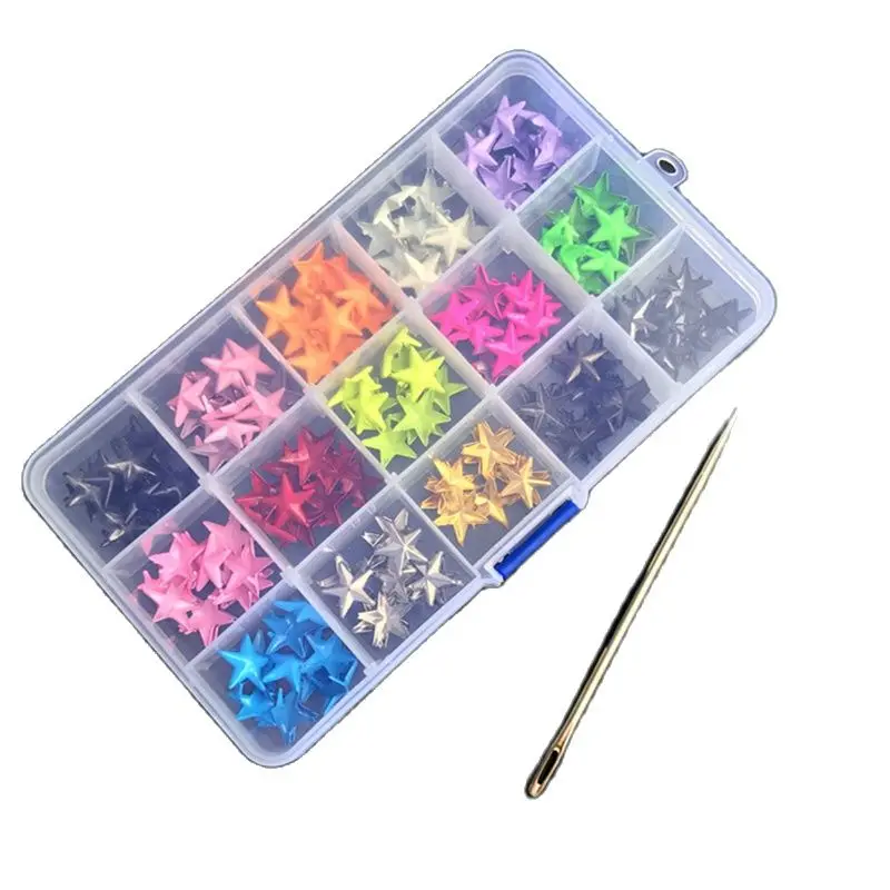 

Kit Box Pack Colorful Star Garment Bracelet Rivets Nailhead Claws Stud For Hat Bag Shoe Jeans Leather Craft Clothes Accessories