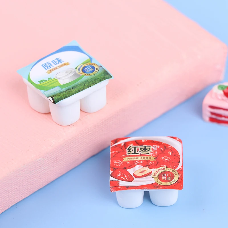 

New 1/12 Dollhouse Miniature Carton Resin Milk Yogurt Carton Bottle Drink Pretend Play Food Accessories