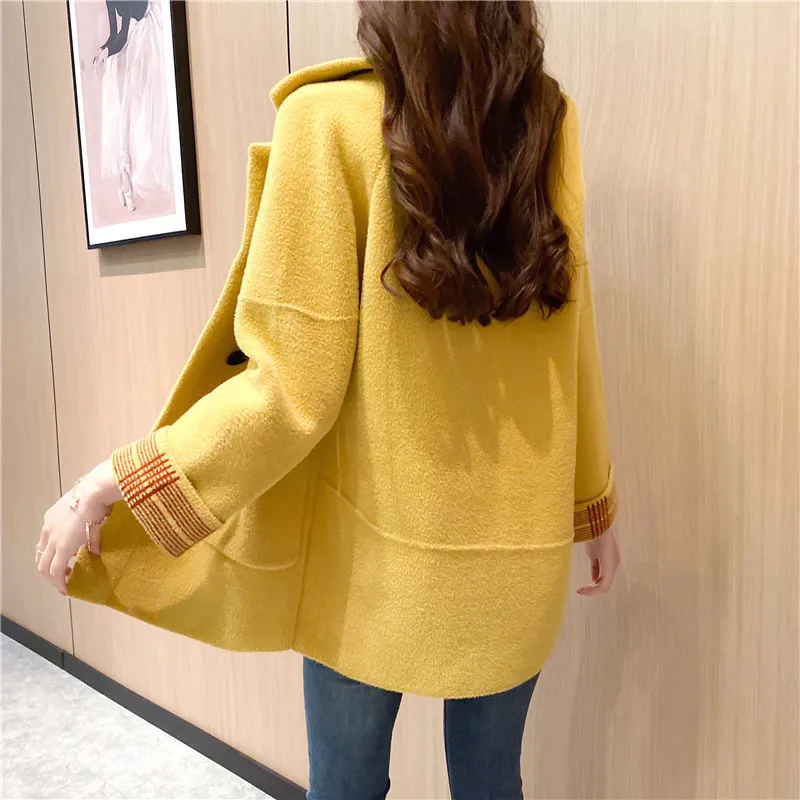 

Короткий кардиган из искусственной норки и кашемира, Женский мягкий вязаный свитер, куртка, модная женская Свободная Толстая теплая верхня...