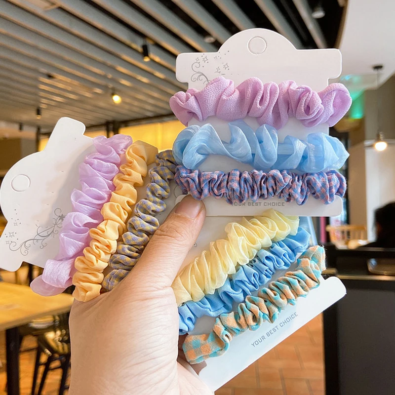 

3PCS/Set 2020 Women Elegant Print Flower Dot Elastic Hair Bands Ponytail Holder Scrunchie Rubber Band Fashion Hair Accessories