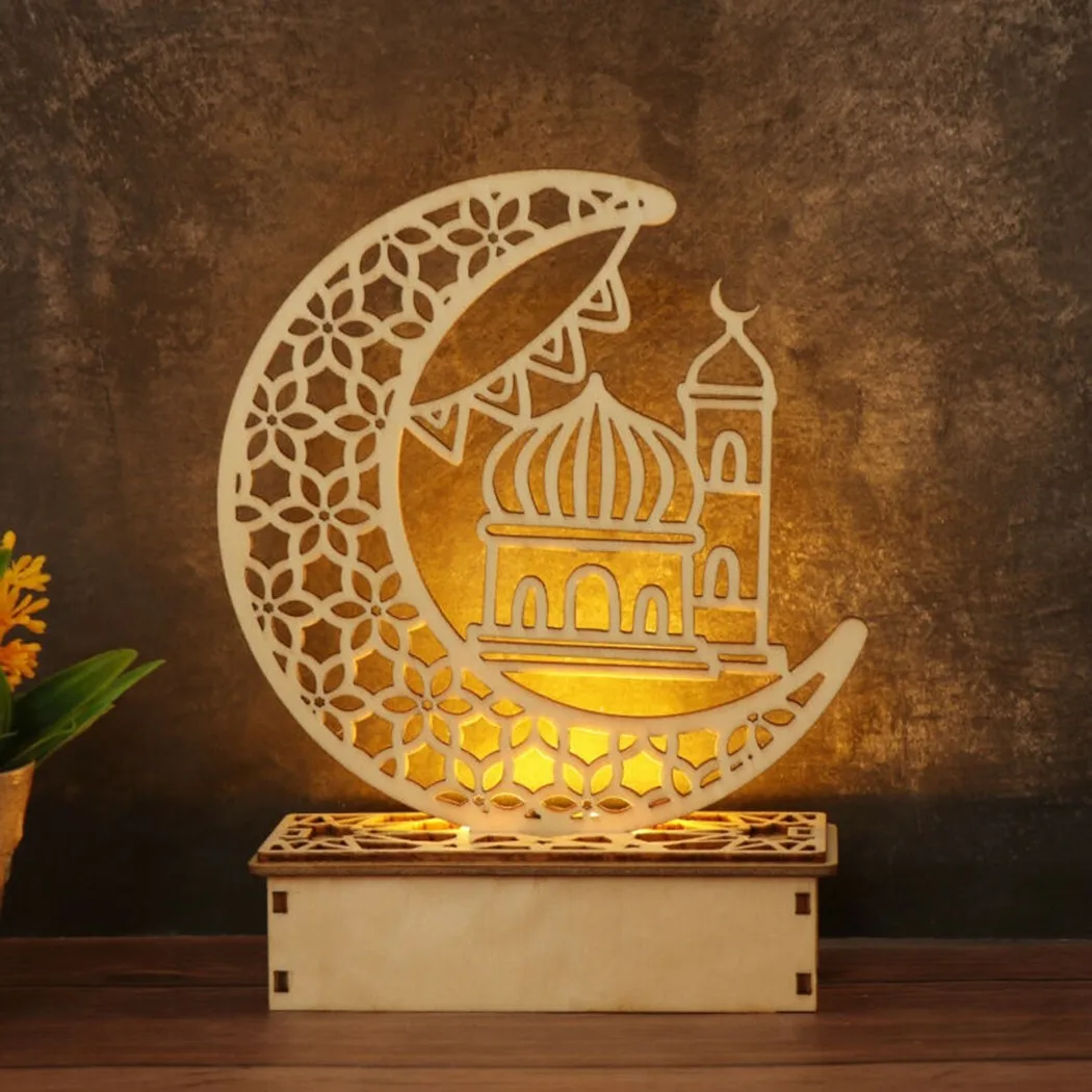 

15x15*5cm Ornament Decoration Eid Festivals LED Wood Plaque No Battery