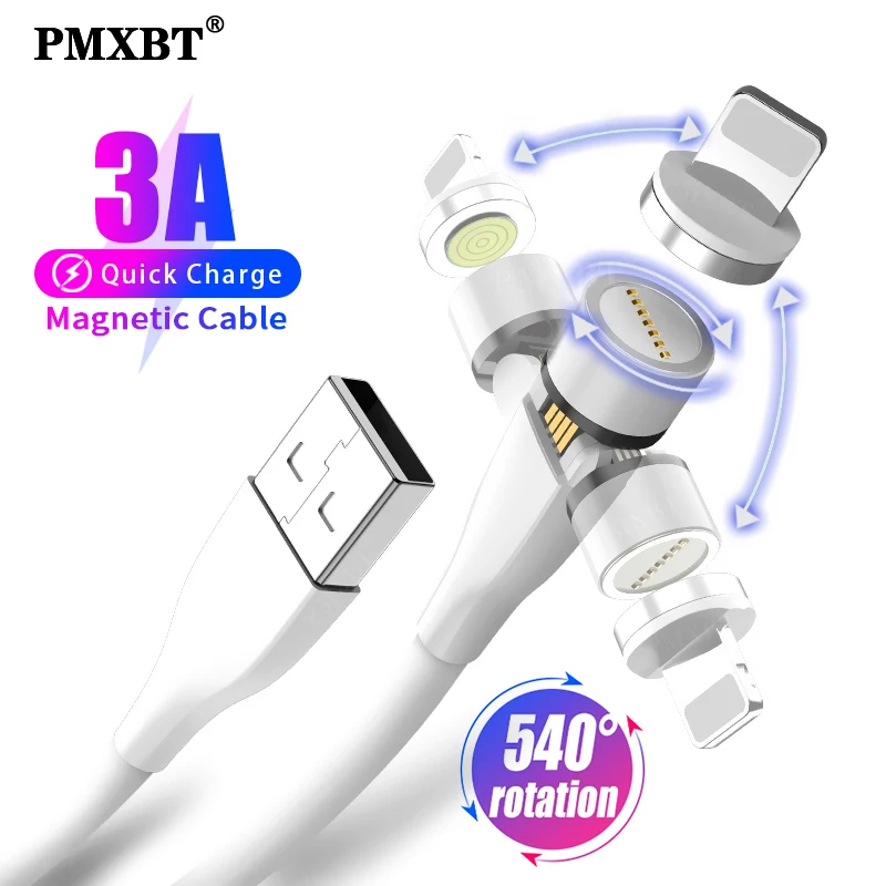 540 Угол Вращающийся Магнитный USB кабель Micro Type C Зарядка для iPhone 11 Pro Max XS Samsung Xiaomi