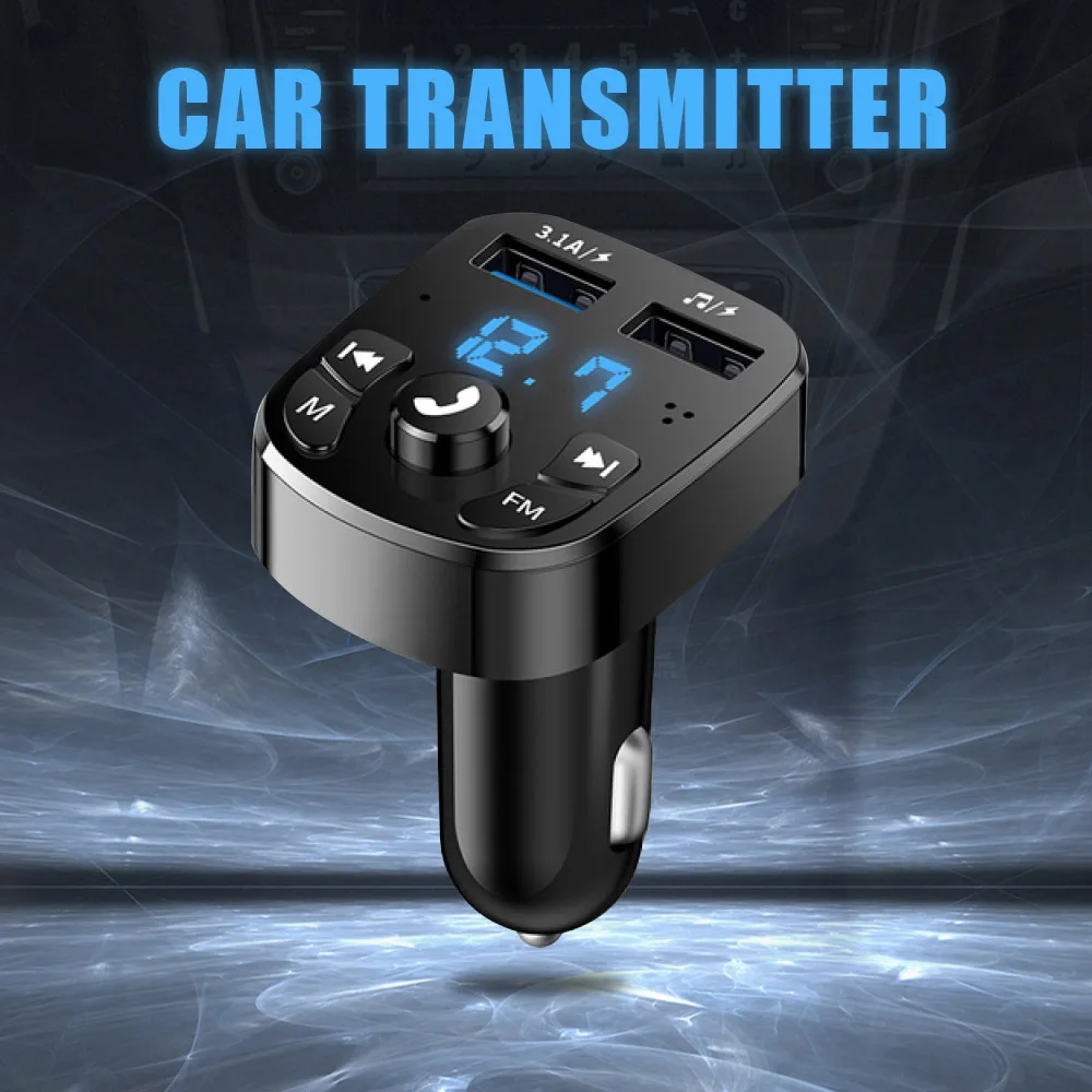 

3.1A USB Fast Charger Hands-free Bluetooth 5.0 FM Transmitter for Car Car Kit MP3 Modulator Player Wireless Audio Receiver Dual