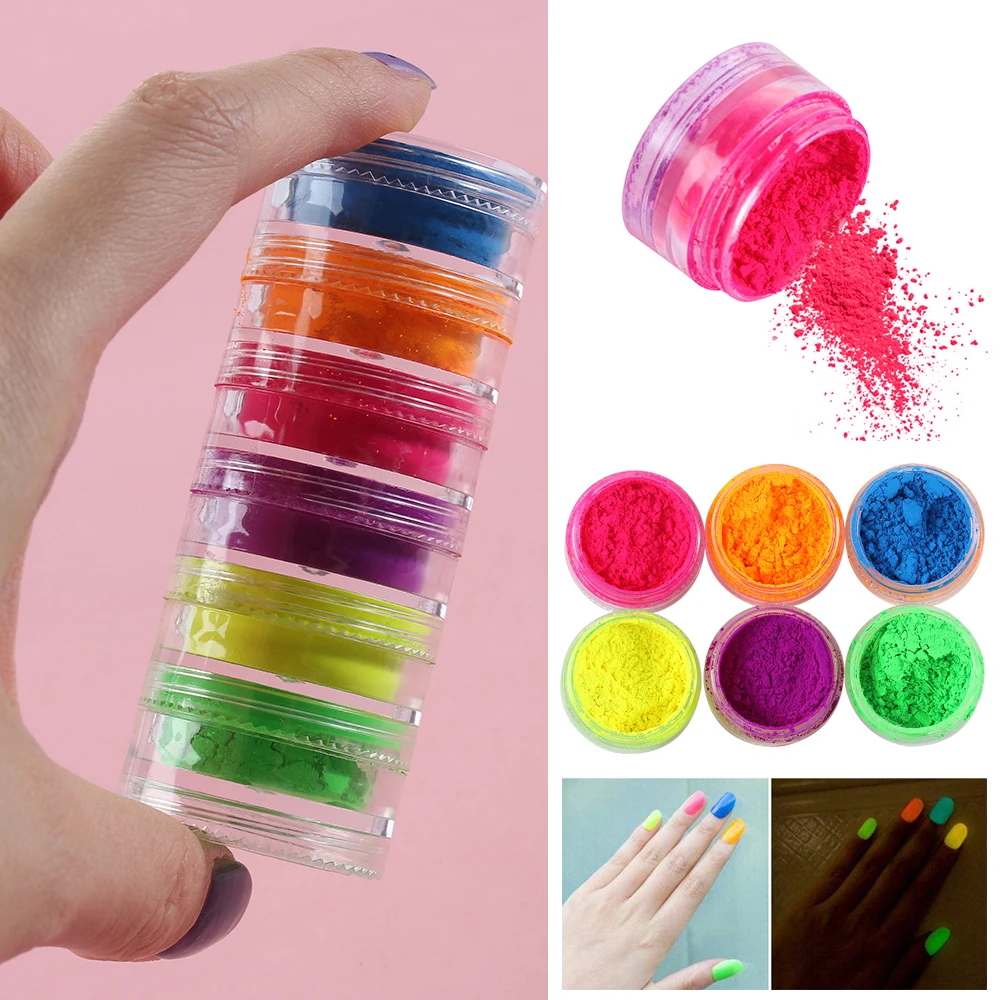 6 цветов/набор неоновая пудра пигменты для теней матовые минеральные Блестки