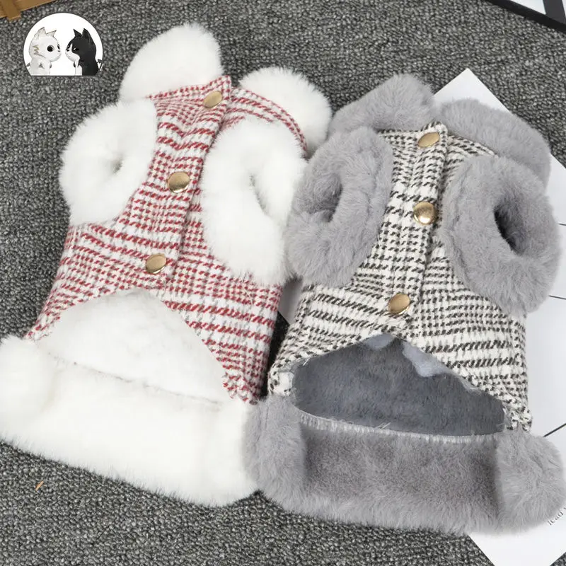 

Hot Plus Velvet Thickening Warm Puppy Clothes Autumn Winter Clothes Dog Cat Jackets Vest Teddy Bichon Hiromi Small Pet Clothes