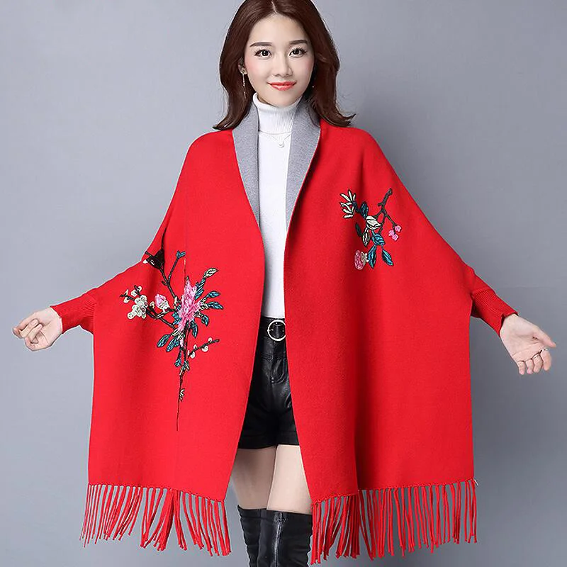 Женский вязаный свитер с рукавами летучая мышь |