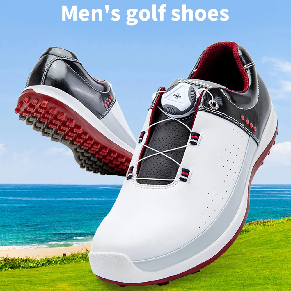 2021 New Golf Shoes Men'S Rotary Button Laces Waterproof Non-Slip Sports Outdoor Shoes Casual Sports Shoes