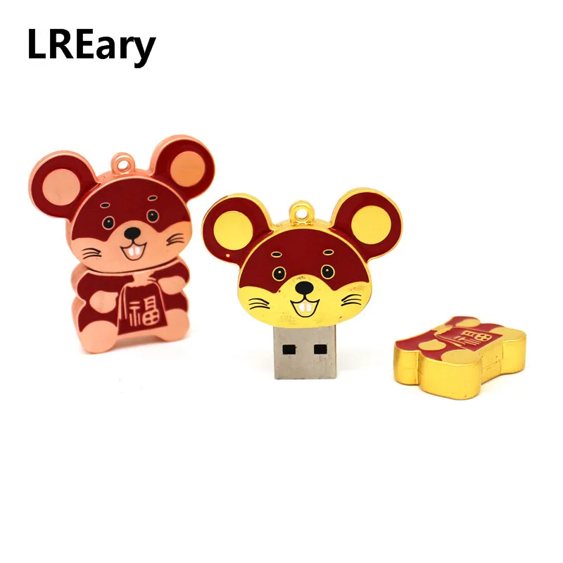 Металлическая мультяшная мышь usb флеш-накопитель 4 ГБ 8 16 32 64 128 Мб карта памяти